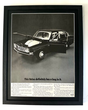 Framed 1968 PRINT AD "This Volvo definitely has a bug in it"